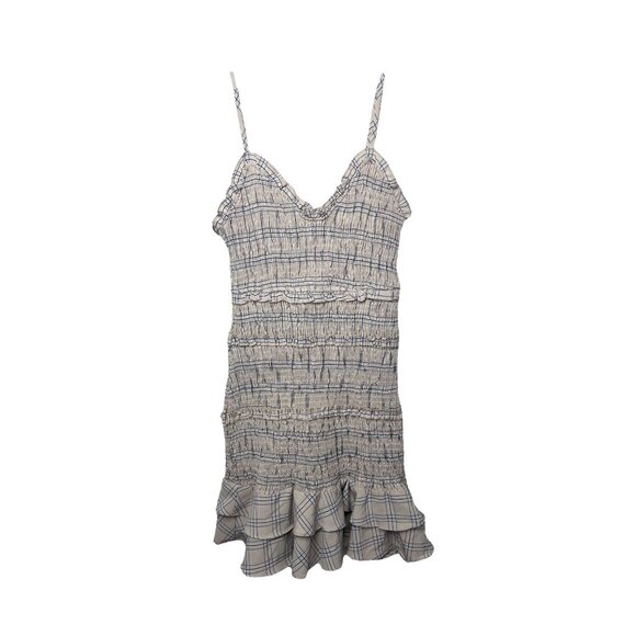 Lulus Out and About Blush Plaid Smocked Ruffled Mini Dress Size small - Picture 7 of 13